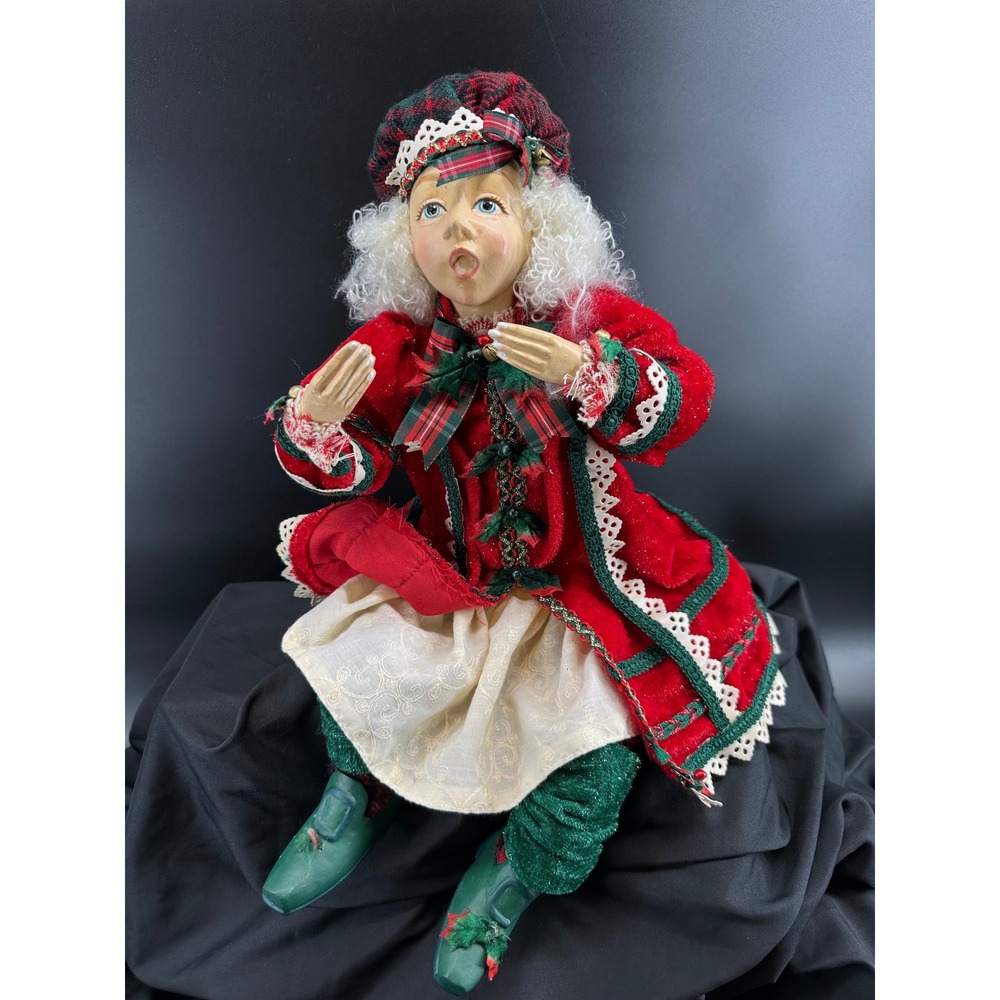 Mark‎ Roberts Christmas Caroler Elf Doll Red Green Victorian Holiday Decor 20"